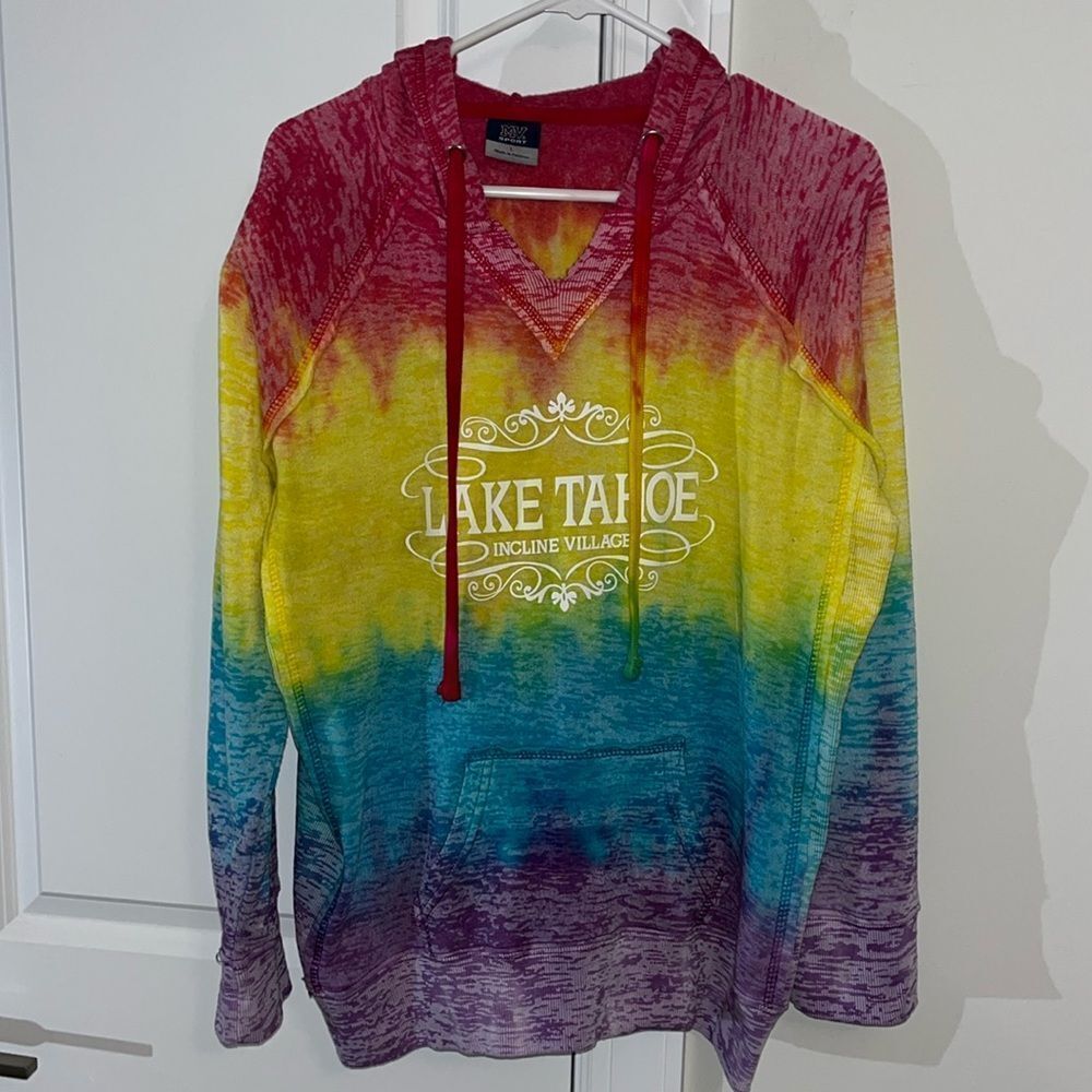 Tie Dye Rainbow MV Sport "Lake Tahoe Incline Village" hooded hoodie sweatshirt